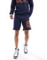 Armani EA7 large side neon logo sweat shorts in navy co-ord