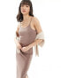 ONLY bodycon maxi dress with side split in taupe