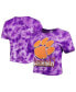 ფოტო #2 პროდუქტის Women's Purple Clemson Tigers Cloud-Dye Cropped T-shirt