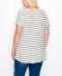 ფოტო #2 პროდუქტის Plus Size Pointelle Stripe Button Back Top