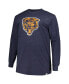 ფოტო #2 პროდუქტის Men's Heather Navy Distressed Chicago Bears Big and Tall Throwback Long Sleeve T-shirt