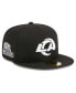 Фото #1 товара Men's Black Los Angeles Rams Main Patch 59FIFTY Fitted Hat