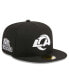 Men's Black Los Angeles Rams Main Patch 59FIFTY Fitted Hat Черный, 8 - фото #1