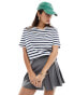 Фото #1 товара Pull&Bear oversized basic t-shirt in black and white stripe