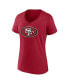 ფოტო #3 პროდუქტის Women's Christian McCaffrey Scarlet San Francisco 49ers Player Icon Name and Number V-Neck T-shirt