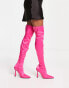 Фото #8 товара ASOS DESIGN Krista heeled sock boots in pink satin