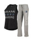 ფოტო #1 პროდუქტის Women's Gray, Black Miami Marlins Meter Muscle Tank Top and Pants Sleep Set