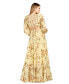 ფოტო #2 პროდუქტის Women's Long Sleeve V-Neck, Layered Skirt Print Dress