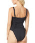 Фото #2 товара Carmen Marc Valvo Ruched One-Piece Women's Black 12