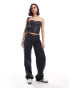 Armani Exchange co-ord coated strapless top in black