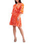 Фото #1 товара Petite Printed Chiffon Belted A-Line Dress