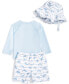 ფოტო #2 პროდუქტის Baby Boys Whales Rashguard, Swim Shorts and Hat, 3 Piece Set, Created for Macy's