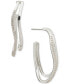 Silver-Tone Pavé Double-Row Open Hoop Earrings