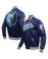 Фото #1 товара Men's Navy Memphis Grizzlies Script Tail Full-Snap Satin Varsity Jacket