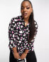 ASOS DESIGN Curve oversized long sleeve shirt in pink mono splodge print