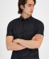 Фото #3 товара Men's Short Sleeve Button-Front Double Dash Print Shirt, Created for Macy's