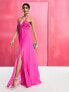 Фото #2 товара ASOS DESIGN halter neck channel mesh maxi dress in hot pink