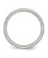 Stainless Steel Silver Inlay Brushed 8mm Ridged Band Ring