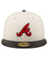 Men's Cream Atlanta Braves Game Night Leather Visor 59FIFTY Fitted Hat