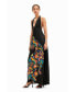 Фото #2 товара Women's Jungle design maxi halter neck dress