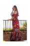 Plus Size Piper Cold Shoulder Maxi Dress Red hibiscus palm print, 0X - фото #4