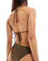 Candypants cut out ring detail swimsuit in brown Коричневый, 40 - фото #3