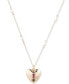 Фото #1 товара Lauren Ralph Lauren gold-Tone Baguette Stone Heart Imitation Pearl Beaded Pendant Necklace, 16" + 3" extender