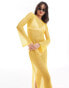 Something New styled by Claudia Bhimra sheer crochet low tie back maxi dress in yellow