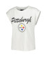 ფოტო #3 პროდუქტის Women's White, Cream Pittsburgh Steelers Montana Knit T-shirt and Shorts Sleep Set