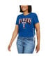 ფოტო #3 პროდუქტის Women's Royal Texas Rangers Side Lace-Up Cropped T-shirt
