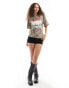 Фото #3 товара ASOS DESIGN corset wait t-shirt with band graphic in snake print