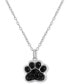 Фото #1 товара Giani Bernini crystal Pavé Pawprint 18" Pendant Necklace in Sterling Silver, Created for Macy's