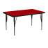 Фото #1 товара 30''W X 48''L Rectangular Red Thermal Laminate Activity Table - Height Adjustable Short Legs