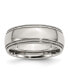 ფოტო #1 პროდუქტის Stainless Steel Polished 8mm Grooved and Beaded Band Ring