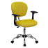Фото #4 товара Mid-Back Yellow Mesh Swivel Task Chair With Chrome Base And Arms