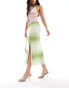 Фото #1 товара Monki mesh midi skirt with side split in green ombre stripe