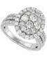 ფოტო #1 პროდუქტის Diamond Oval Cluster Engagement Ring (2 ct. t.w.) in 10k White Gold