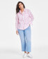 Фото #1 товара Women's Wide Stripe Relaxed-Fit Shirt, Created for Macy's
