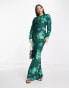 Фото #8 товара ASOS DESIGN Tall high neck maxi dress with green floral burnout print