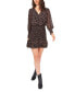 Women's Long Sleeve V-Neck Ruffled Smocked Skirt Dress