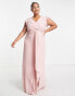 Фото #4 товара TFNC Plus Bridesmaid flutter sleeve ruffle detail maxi dress in blush