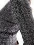 Фото #8 товара NA-KD glitter knit deep back long sleeve top in black