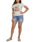 ფოტო #4 პროდუქტის Women's Cotton Diamanté Graphic Crewneck Tee