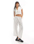 ASOS DESIGN cropped pull on trouser with tab waistband in grey stripe