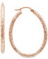 ფოტო #1 პროდუქტის Textured Oval Hoop Earrings in 14k Gold, 1-3/8 inch