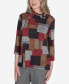 ფოტო #3 პროდუქტის Runway Ready Women's Houndstooth Patchwork Mock Neck Top