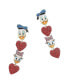 ფოტო #1 პროდუქტის Women's Donald & Daisy Heart Drop Earrings