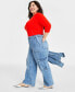 ფოტო #2 პროდუქტის Trendy Plus Size High-Rise Utility Cargo Jeans, Created for Macy's