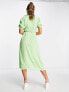 Mango button down midi dress in green geo print