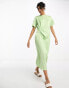 Фото #1 товара River Island satin midi dress with knot detail in green